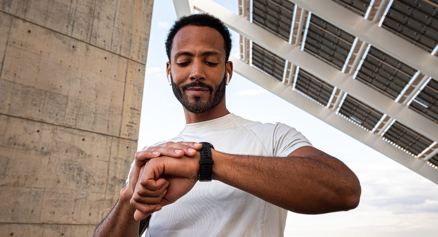 Man exercising with smart watch